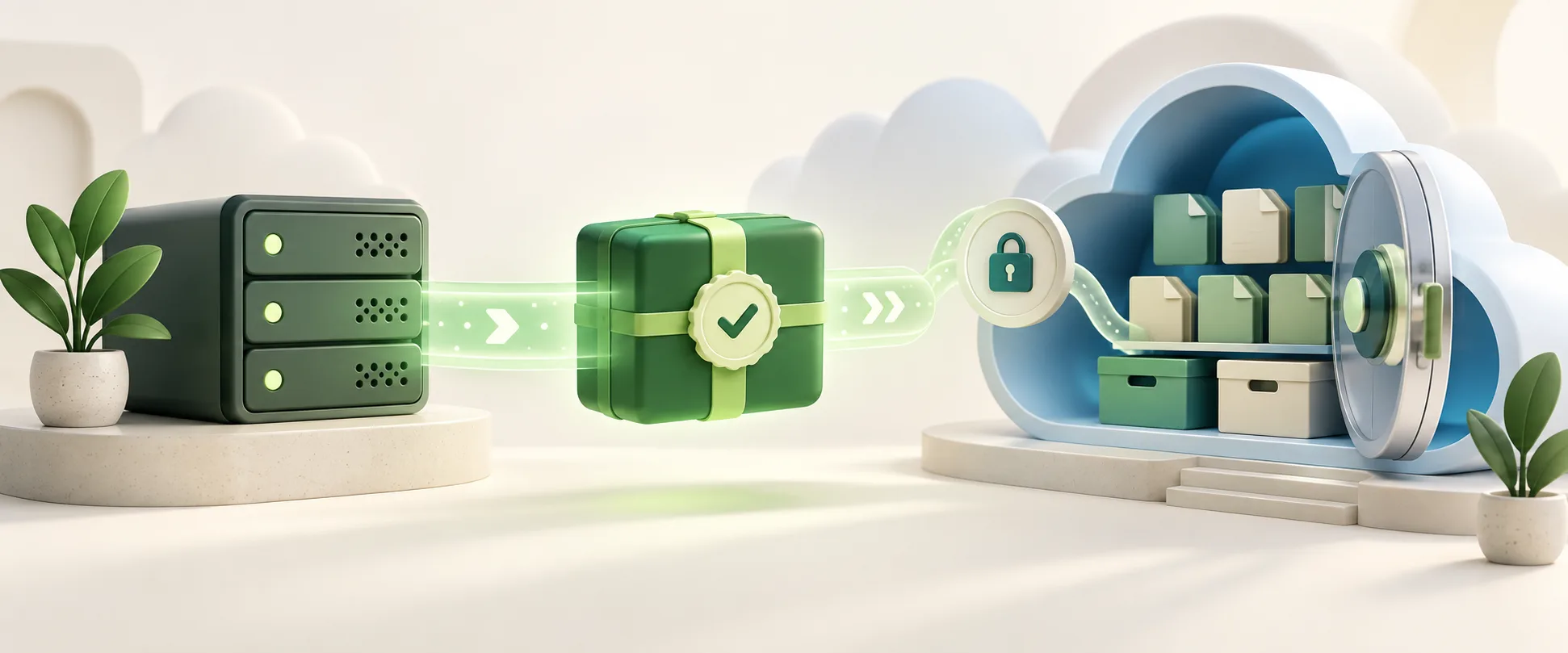 Copia verificada de WordPress transferida desde un servidor hacia una bóveda de almacenamiento en la nube autorizada